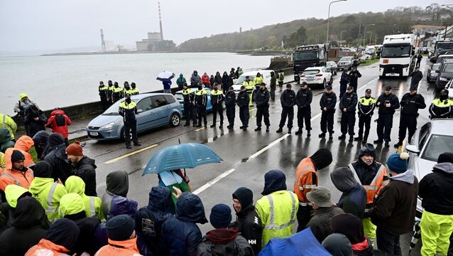 <p>A stand-off between gardai and protesters at Whitegate in Cork during the fuel protests in April. Micheál Martin said the Sinn Féin position had been played up for social media in a bid to create protests similar to these. Picture: Larry Cummins</p>