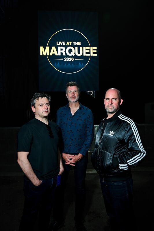 Dominic Phillips, Paul Noonan and David Geraghty inside the big top. Picture: Chani Anderson Dominic Phillips, Paul Noonan and David Geraghty inside the big top. Picture: Chani Anderson