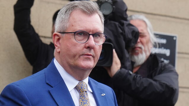 <p>Jeffrey Donaldson leaving Newry Crown Court last week. His trial was described as having 'struck a real blow' for sexual offence victims.</p>