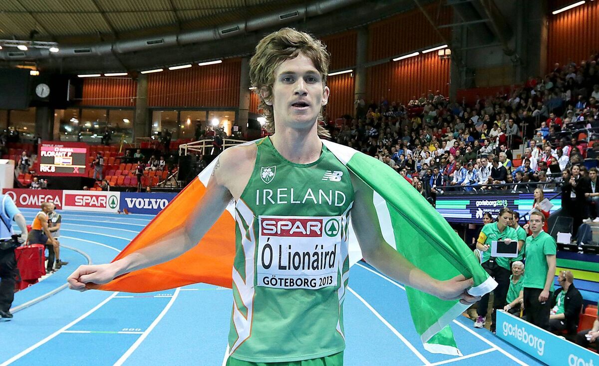 Ciarán Ó Lionáird celebrates winning 3000m bronze at the 2013 European Indoor Championships. Pic: ©INPHO/Morgan Treacy Ciarán Ó Lionáird celebrates winning 3000m bronze at the 2013 European Indoor Championships. Pic: ©INPHO/Morgan Treacy
