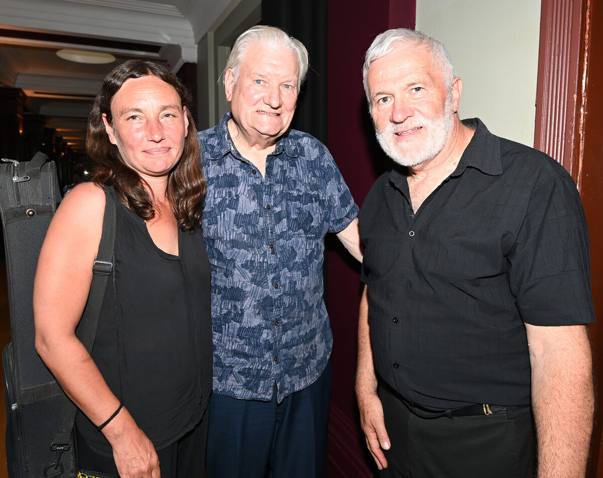 Des Geraghty, former SIPTU president and singer, with his daughter Eva and organiser William Hammond.
