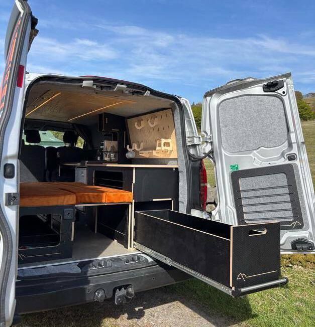 The tiny workspace-on-wheels owned by Stewart Roberts. The tiny workspace-on-wheels owned by Stewart Roberts.