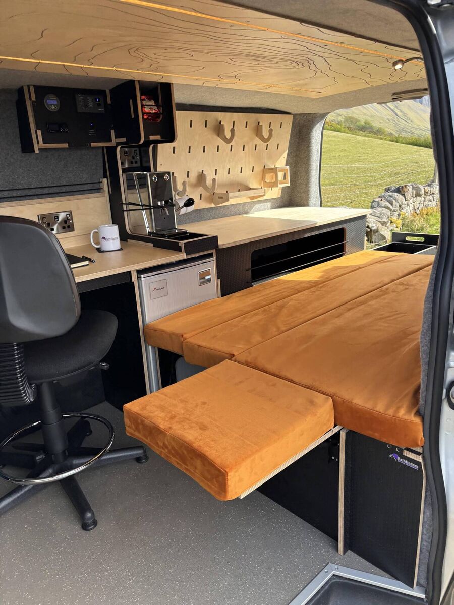 Interior of Stewart's mobile office. Interior of Stewart's mobile office.