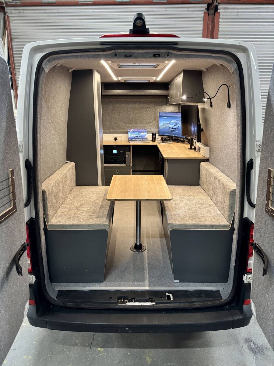 A look inside Hugh's office-on-wheels. A look inside Hugh's office-on-wheels.