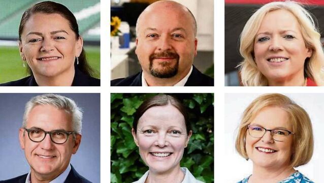 <p>New roles: (top row) Julie Frazer, Adrian Kelly, Ciara Foxton; (bottom row) Dr Ulrich Spiesshofer, Lucy Slinger, Orla Twomey. </p>