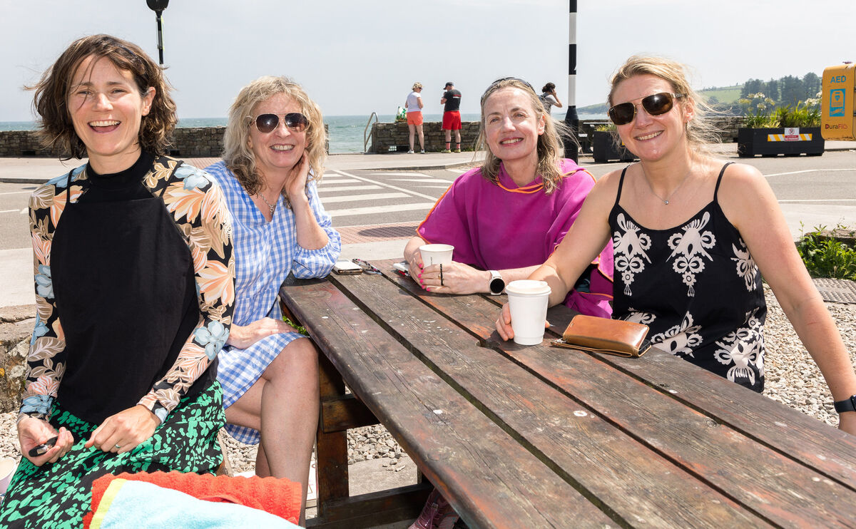Teachers Ailíse NicAnultaigh, Colette Nic Sitric, Cláir Uí Mhaoláin, and Therese Ní Dhuibhir celebrate the first day of their summer holidays in Fountainstown, Co Cork. Picture: David Creedon