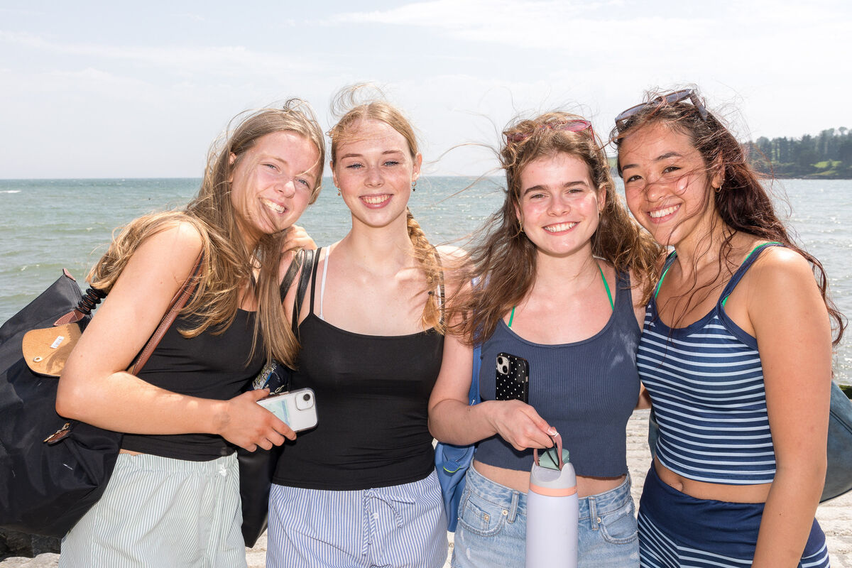 Eve O'Sullivan, Amy O'Flynn, Lola Curham, and Syrah Kenna at Fountainstown in West Cork just days after finishing their Leaving Cert exams. Picture: David Creedon
