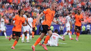 <p>Jan-Paul van Hecke bags a third for the Netherlands in Kansas City, Missouri. Picture: Francois Nel/Getty</p>