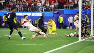 <p>Kaan Ayhan buries the winner eight minutes into stoppage time. Picture: Alex Grimm/Getty</p>