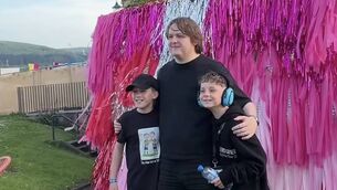 <p>Lewis Capaldi posing for pictures with fans Keelan Tiernan and Dylan Bowe, who appeared on the Late Late Toy Show back in December. Picture: RTE/Instagram.</p>