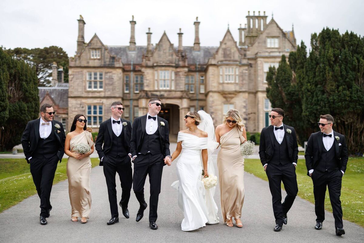Jenna Browne and Aodhán Lonergan and their wedding party. Pictures: Padraig Healy Wedding Photography 