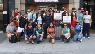 <p>Protest at college at Patrick street Limerick. Picture: Brendan Gleeson</p>