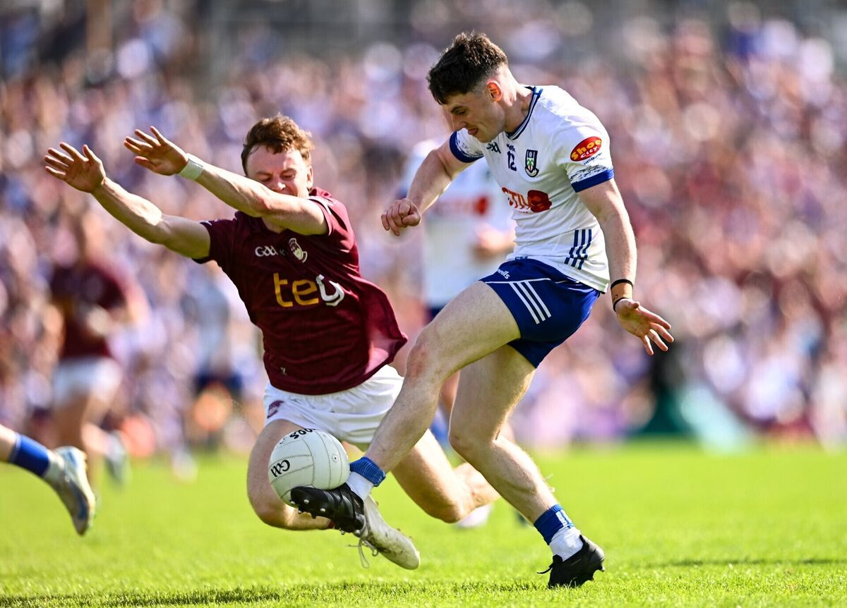 Stephen O'Hanlon of Monaghan in action against Adam Treanor of Westmeath during their All-Ireland SFC Round 3 game. Pic: Ben McShane/Sportsfile Stephen O'Hanlon of Monaghan in action against Adam Treanor of Westmeath during their All-Ireland SFC Round 3 game. Pic: Ben McShane/Sportsfile