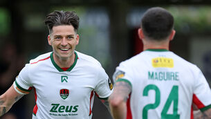 <p>An early Ruairí Keating goal, followed by a second half strike from a penalty, saw Cork City past Bray. Pic: Jim Coughlan.</p>