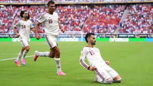 <p>Alex Baena celebrates the Spanish winner. Picture: David Ramos/Getty</p>