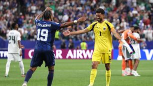 <p>Dailon Livramento and Vozinha celebrate at the final whistle in Houston. Picture: Francois Nel/Getty</p>