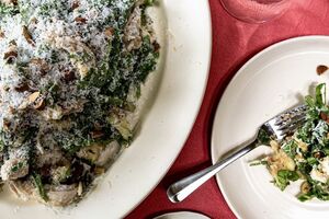 Warm Chicken, Potato &Green Bean Salad with Dates, Parmesan & Almonds