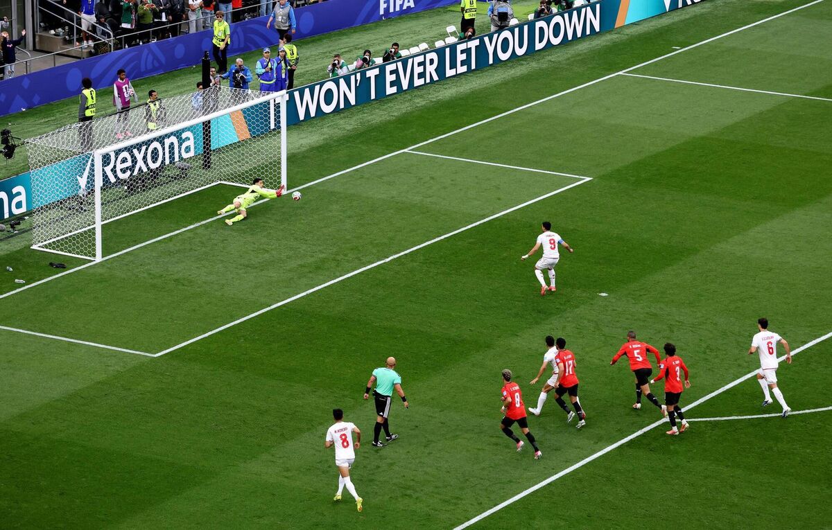 Mehdi Taremi's penalty was saved by Mostafa Shoubir in the second half. Picture: Stu Forster/Getty Mehdi Taremi's penalty was saved by Mostafa Shoubir in the second half. Picture: Stu Forster/Getty