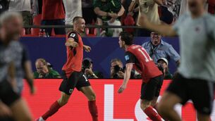 <p>Sasa Kalajdzic celebrates his late headed goal. Picture: Juan Mabromata/Getty</p>