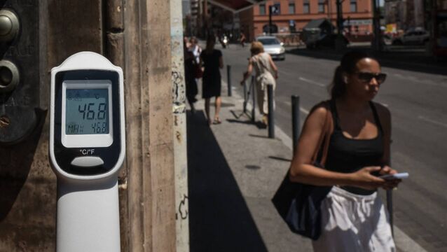 <p>A thermometer showing a temperature of 46.8C in Toulouse last week. The heatwave has been moving east and Poland, Czechia, Slovakia, and Germany have been warned to expect extreme temperatures. Picture: Ed Jones/AFP/Getty </p>