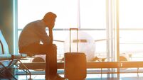 Passenger waits for plane in an airport