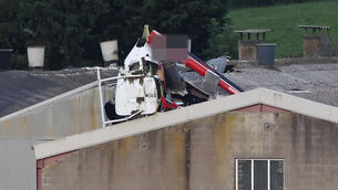 <p>The scene in July 2024 after the helicopter crashed into a building in Joristown Upper townland in Killucan, Co Westmeath. Picture: Damien Eagers/PA</p>