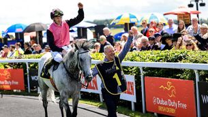 <p>FAN FAVOURITE: Big Gossey, with Billy Lee up, on their way to winning the Jebel Ali Racecourse and Stables Dash. Pic: Thomas Doolin/Sportsfile.</p>