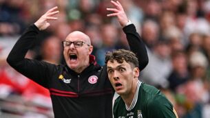 <p>ROLLERCOASTER: Kerry's David Clifford looking for options oblivious to the frantic gesticulations of Tyrone manager Malachy O'Rourke in the background during Saturday's epic All-Ireland SFC quarter-final at Croke Park. Pic: Ramsey Cardy/Sportsfile</p>
