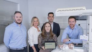 <p>Colm Murphy, CTO, NeuroBell, Olive O'Driscoll, Chairperson, NeuroBell, Dr Alison O'Shea, CSO, NeuroBell, Dara O'Shea, Senior Investment Associate, Elkstone and Dr Mark O'Sullivan, CEO.</p>