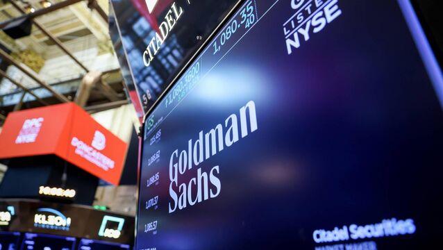 <p>Goldman Sachs signage on the floor of the New York Stock Exchange. The group is assessing the viability of launching its Marcus consumer business in Ireland. Picture: Michael Nagle/Bloomberg</p>
