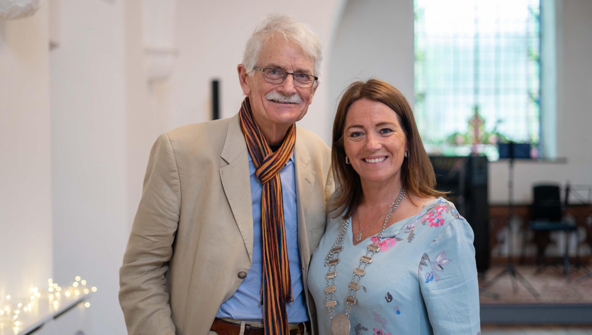  West Cork Chamber Music Festival artistic direcor Francis Humphrys with Cllr Caroline Cronin at the event reception. Picture: Karlis Dzjamko