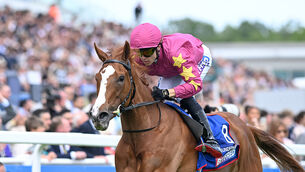 <p>BELOW HER BEST: Imperious in the Epsom Oaks, Thundering On failed to fire at the Curragh on Saturday. 	 Picture: Healy Racing</p>