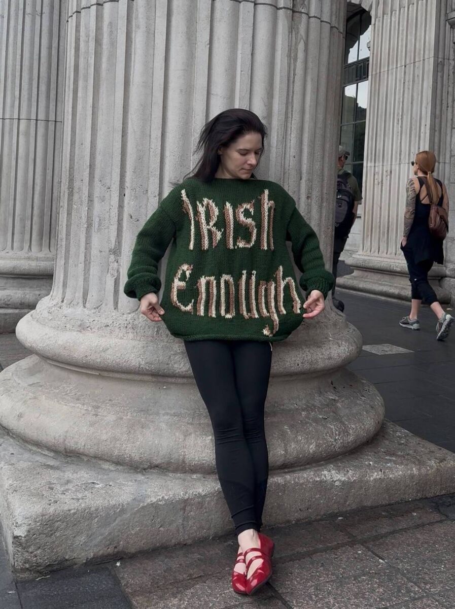 Hannah Civita wearing some of her knitwear which she is planning to launch a business for Hannah Civita wearing some of her knitwear which she is planning to launch a business for