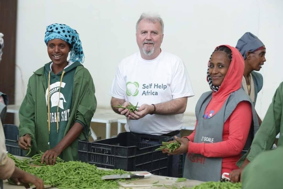 Ronan Scully (centre) of Self Help Africa with famers Berele (left) and Mihert (right) who were part of Mbeki Batu Women's Farmer Co-op in Ethiopia which is supported by Self Help Africa. Ronan Scully (centre) of Self Help Africa with famers Berele (left) and Mihert (right) who were part of Mbeki Batu Women's Farmer Co-op in Ethiopia which is supported by Self Help Africa.