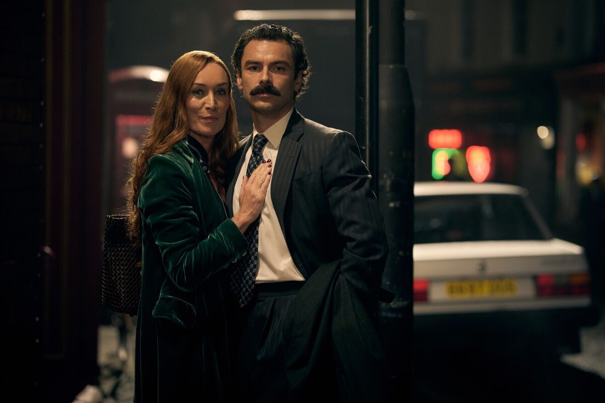Victoria Smurfit and Aidan Turner in Rivals.
