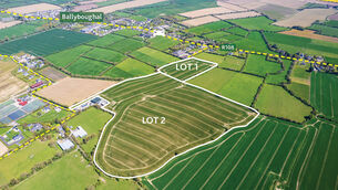 <p>Marked aerial view of the 43-acre farm at Grange, Ballybough, Co. Dublin. sold at auction recently</p>