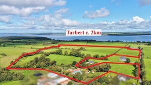 <p>Marked aerial photo of the 38.5-acre farm at Piermount, Tarbert, Co. Kerry. File picture</p>