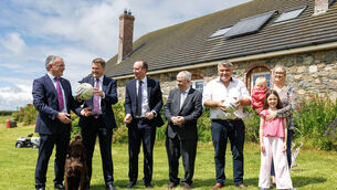 <p>Housing minister James Browne with ministers Dara Calleary, John Cummins, and Kevin ‘Boxer’ Moran and the Sweeney family at their family home in Ardee, Co Louth, announcing the new housing policy. Picture: Marc O'Sullivan</p> <p>Housing minister James Browne with ministers Dara Calleary, John Cummins, and Kevin ‘Boxer’ Moran and the Sweeney family at their family home in Ardee, Co Louth, announcing the new housing policy. Picture: Marc O'Sullivan</p>
