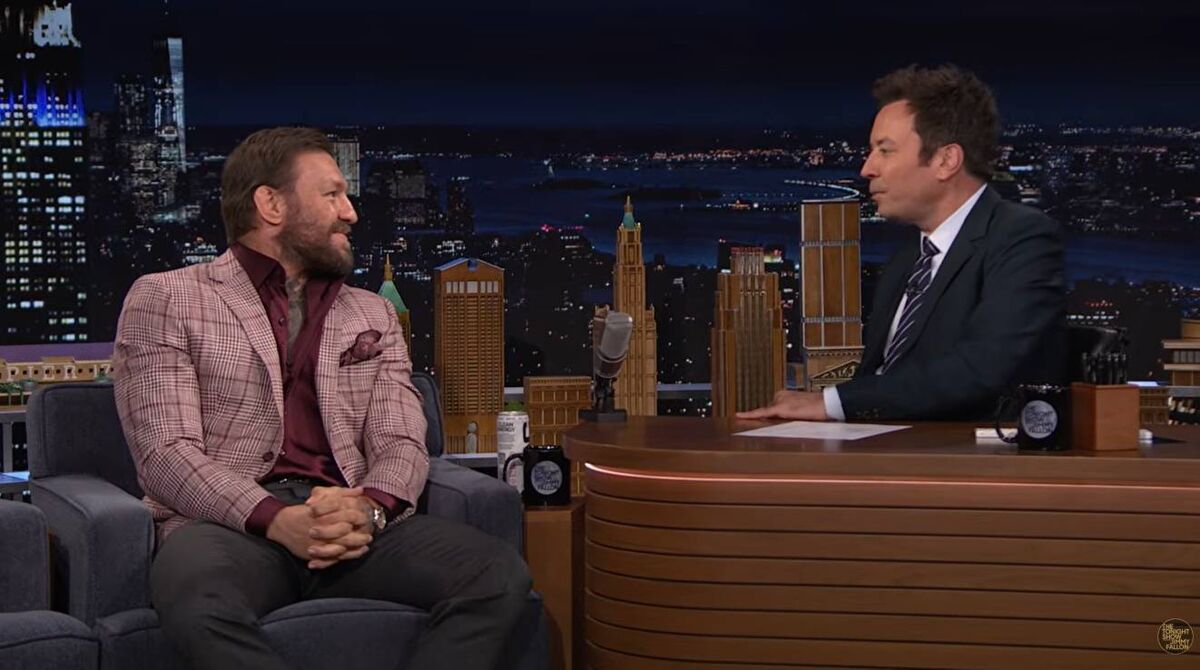 Conor McGregor with Jimmy Fallon on 'The Tonight Show'. McGregor is platformed despite a High Court civil jury finding he sexually assaulted Nikita Hand and that damages were due to her. Picture: YouTube/The Tonight Show Conor McGregor with Jimmy Fallon on 'The Tonight Show'. McGregor is platformed despite a High Court civil jury finding he sexually assaulted Nikita Hand and that damages were due to her. Picture: YouTube/The Tonight Show