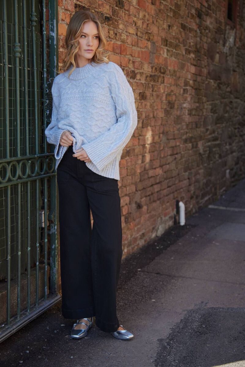 Blarney Woollen Mills horizonital Aran crew jumper, €139. Picture: Miki Barlok Blarney Woollen Mills horizonital Aran crew jumper, €139. Picture: Miki Barlok