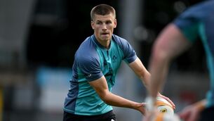 <p>BACK IN THE SADDLE: Sam Prendergast during an Ireland rugby squad training session. Pic: Brendan Moran/Sportsfile</p>