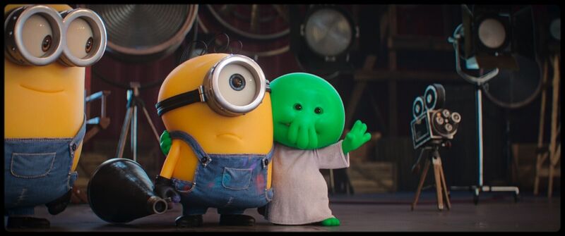 The Minions alongside Goomi, voiced by Trey Parker. Picture: Illumination/Universal Studios. The Minions alongside Goomi, voiced by Trey Parker. Picture: Illumination/Universal Studios.