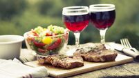 iStock-174065709.jpg barbecue pork loin salad and red whine garden party