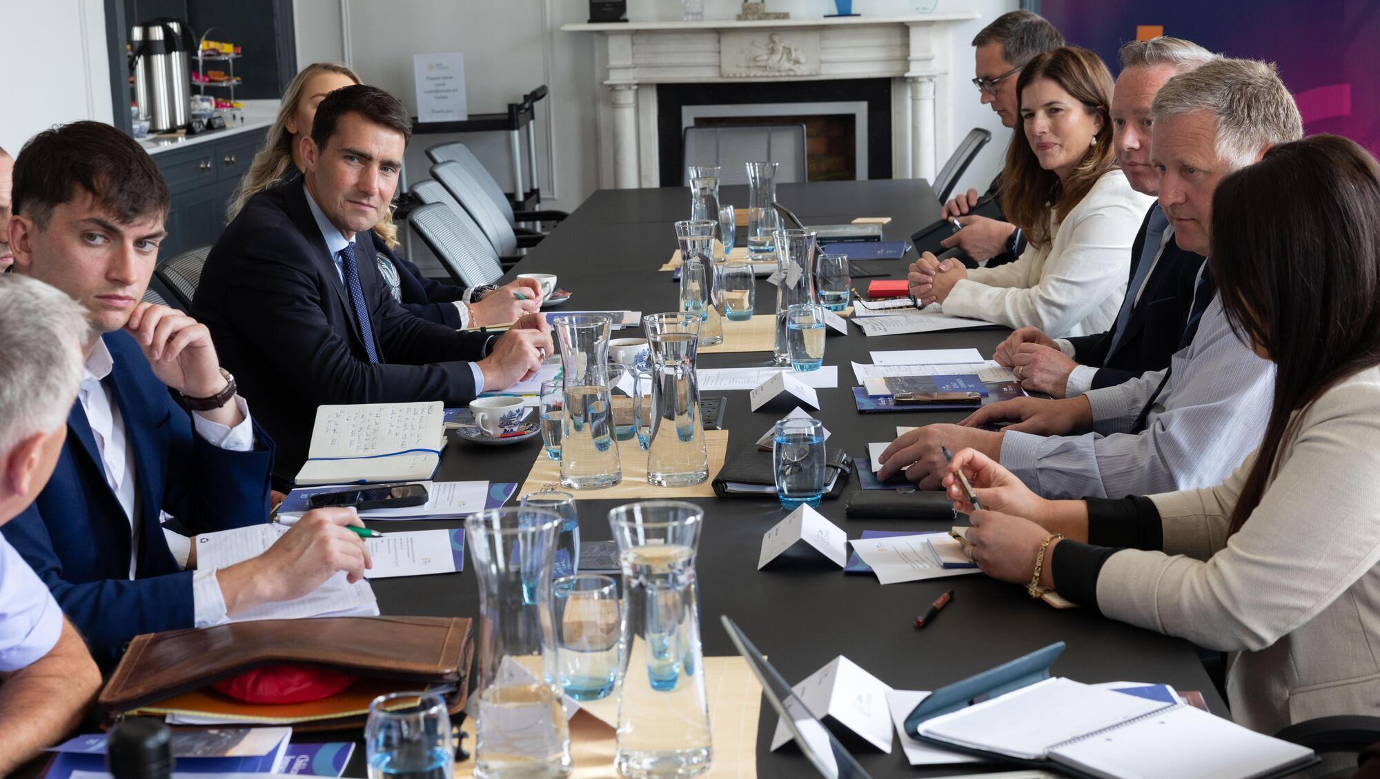 Public Expenditure minister Jack Chambers and departmental officials met with Cork Chamber president Susie Horgan, Chamber CEO Conor Healy, Chamber Budget Committee chair Stephen Keohane and Chamber members at the launch of their Budget 2027 submission. Picture: Darragh Kane