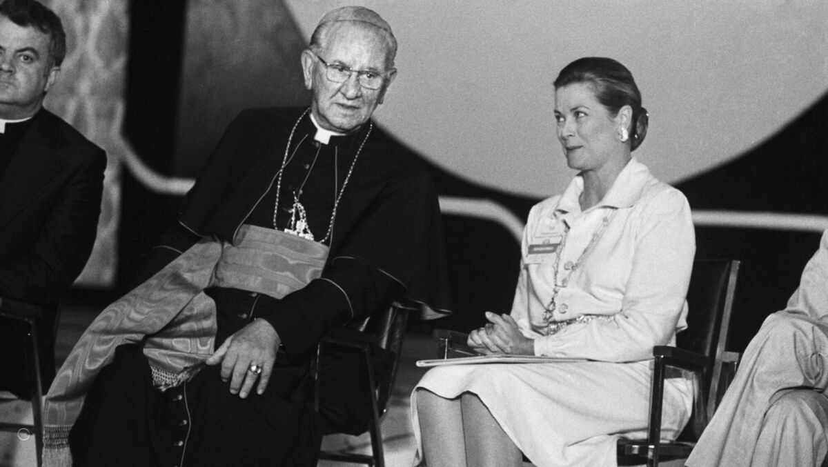 Princess Grace of Monaco talks with John Cardinal Krol at the family life conference at the Eucharistic Congress in Philadelphia in 1976. Picture: Getty