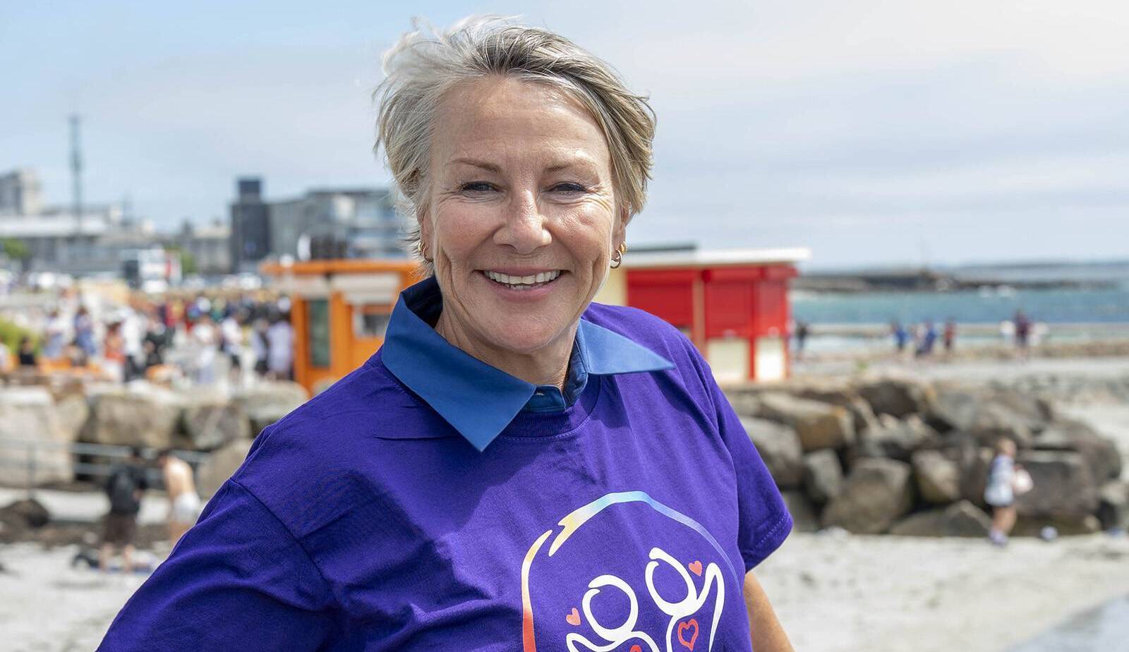 Tracy Piggott on Salthill Prom at the launch of her underwater charity swim across Galway Bay on July 28. Picture: Murt Photography