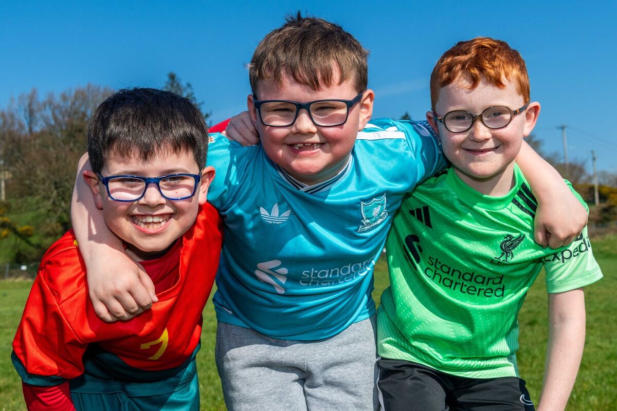 First class pupils in Enniskeane, Darragh McCarthy, Joseph Ryan, and James Hayes, taking part in the jersey day in March as part of the Stand 4 Féile fundraising drive. Picture: Andy Gibson First class pupils in Enniskeane, Darragh McCarthy, Joseph Ryan, and James Hayes, taking part in the jersey day in March as part of the Stand 4 Féile fundraising drive. Picture: Andy Gibson