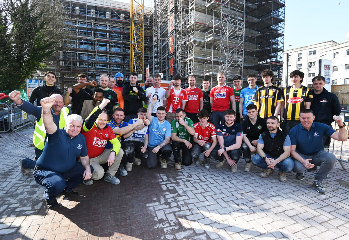 Cronin Electrical and ASMS plumbing staff taking part in the jersey day in the Stand 4 Féile fundraiser. Picture: Eddie O'Hare Cronin Electrical and ASMS plumbing staff taking part in the jersey day in the Stand 4 Féile fundraiser. Picture: Eddie O'Hare