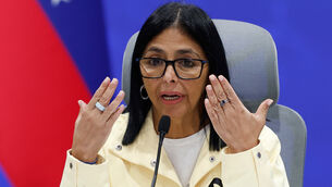 Venezuela’s acting President Delcy Rodriguez speaks during a press conference (Pedro Mattey/AP)