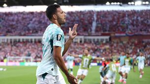 <p>Goncalo Ramos celebrates a stoppage-time winner for Portugal. Pic: Dan Mullan/Getty</p>